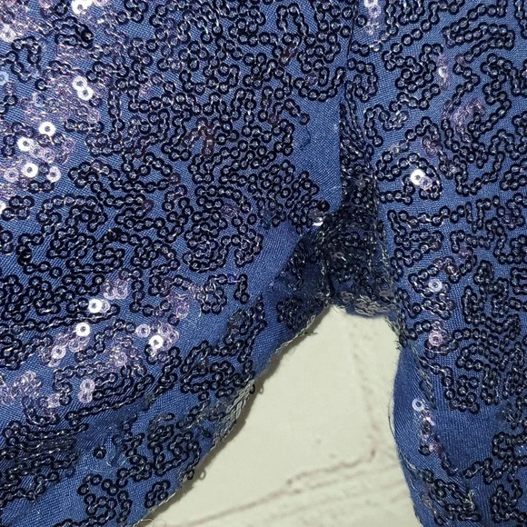 Tipsy Elves Blue Sequin High Waisted Leggings Women's Size L - Picture 7 of 14